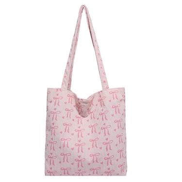 Imagem de Bolsa de ombro de grande capacidade – Bolsa elegante com laço de borboleta, bolsa moderna em estilo para mulheres, viagens e uso diário, rosa, Bolsa de mão