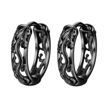 Imagem de Brincos De Argola Góticos Masculinos Com Caveira, Hipoalergênicos, Joi