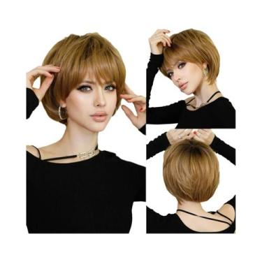 Imagem de Peruca Bob Ombre Loira Para Mulheres, Cabelo Sintético Natural E Volum