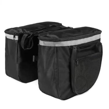 Imagem de BOLSA BICICLETA DUPLA ALFORGE LATERAL BAGAGEIRO BIKE PORTA OBJETOS FERRAMENTAS PRIMEIROS SOCORROS MALA TRASEIRA 4 BOLSOS IMPERMEAVEL