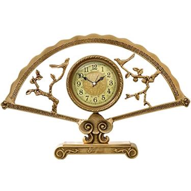 Imagem de Relógio de mesa de cobre puro para decoração de sala de estar modelo de quarto pêndulo relógio de mesa de estudo pêndulo (cor: A, tamanho: 50 * 32 cm)