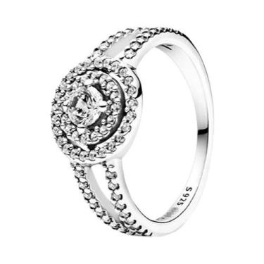 Imagem de Anel Feminino De Prata Esterlina 925 Com Coração E Flor, Tamanhos 6-9,