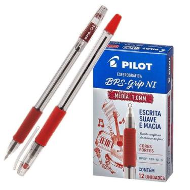 Imagem de Caneta Bps Grip M 1.0 Pilot 12 Unidades, Vermelho