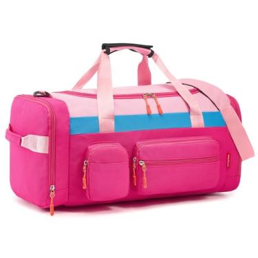 Imagem de WOOMADA Bolsa infantil grande para viagens, durante a noite ou fim de semana, 50,8 cm, Rosa choque