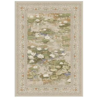 Imagem de PureCozy Tapete bege, 20 x 25 cm, lavável, vintage, floral, para sala de estar, macio, antiderrapante, para ambientes internos e grandes, retrô, envelhecido, para escritório, berçário, quarto, sala de