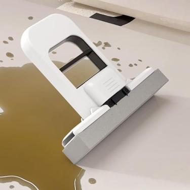 Imagem de Conjunto de esfregão portátil e esponja limpador de mesa dobrável com alça de plástico durável para casa, escritório, banheiro, cozinha, economia de espaço, preto