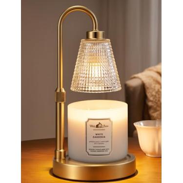 Imagem de Lâmpada de vela dourada grande com temporizador, aquecedor de vela regulável para decoração de casa, lâmpada de vela ajustável de altura para velas em frasco, presentes de aniversário para mulheres