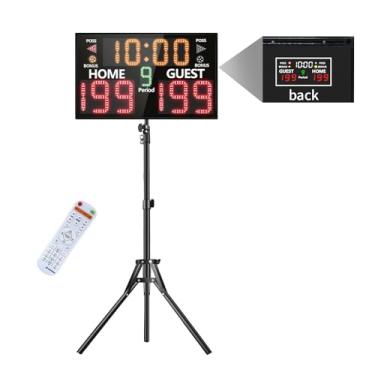 Imagem de LUCKY TIME Placar eletrônico de basquete com campainha, placar digital com controle remoto, placar portátil alimentado por bateria para jogos esportivos (bateria ProMax de 11 dígitos)