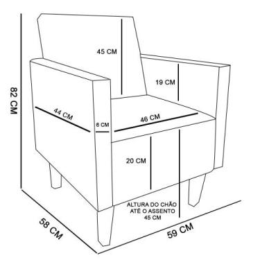 Imagem de Poltrona Decorativa Compacta Jade material sintético Marrom com Pés Ba