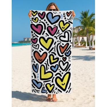 Imagem de Toalhas De Praia Love E Corações Pop Art 140x70 Banho Macia - Use Thuc