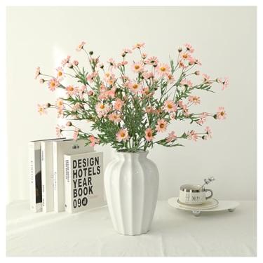 Imagem de Riymusry 4 buquê de flores artificiais – flores artificiais com hastes ao ar livre flores silvestres falsas arbustos plantas arranjos para decoração de casa centro de mesa de casamento festa (rosa)