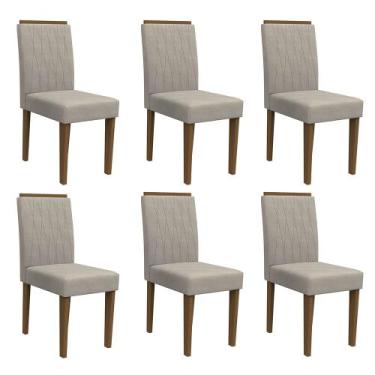 Imagem de Kit 06 Cadeiras de Jantar Analu Animalle Marfim WD25 Pés Imbuia - D'Ro