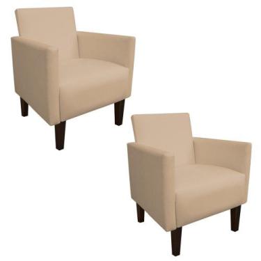 Imagem de Kit 02 Poltrona Decorativa Compacta Jade material sintético Bege com P