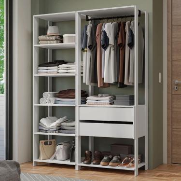Imagem de Guarda-roupa Closet Modulado 2 Gavetas 129 Cm Valencia Madesa Branco