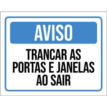 Imagem de Kit 10 Placa Acm Aviso Trancar Portas Janelas Sair 18X23