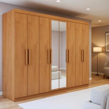 Imagem de Guarda-roupa 8 Portas 4 Gavetas com Espelho Andara Soft - Móveis Lopas