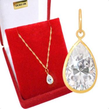 Imagem de Pingente Ouro 18k Pedra Gota 8mm - Sofistgold Joias, Branco