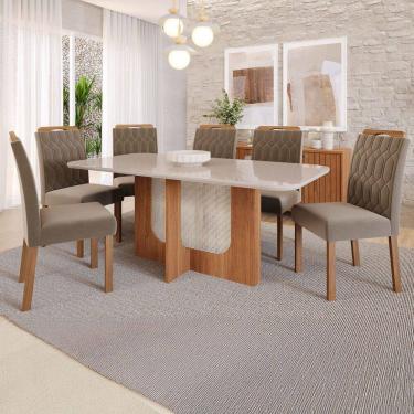 Imagem de Mesa de Jantar 6 Lugares Louise Paola com Vidro Cinamomo/Off White/Joli - Cimol