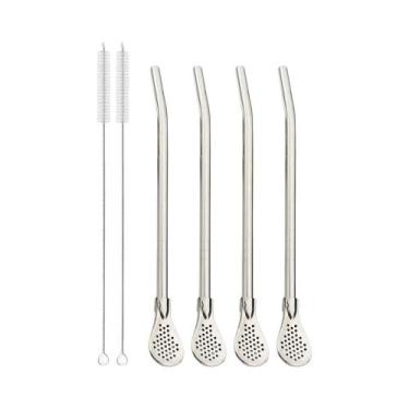 Imagem de Conjunto De Canudos De Chá Em Aço Inoxidável 4/6/10/12 Peças Laváveis,