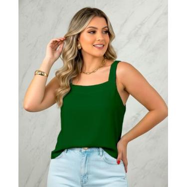 Imagem de Regata Feminina Alça Larga elegante em Viscose - - NoBrand, Verde mili