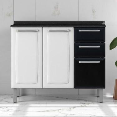 Imagem de Balcão Cozinha em Aço 3 Portas 2 Gavetas 105cm com Tampo Luce Itatiaia