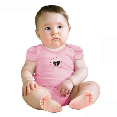 Imagem de Body Bebê São Paulo Rosa Manga Curta Oficial