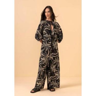 Imagem de Macacão Longo Estampado Com Mangas  E Amarração-Feminino