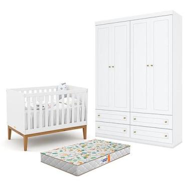 Imagem de Berço Americano Unique Branco Soft Eco Wood - Matic e Guarda Roupa Inf