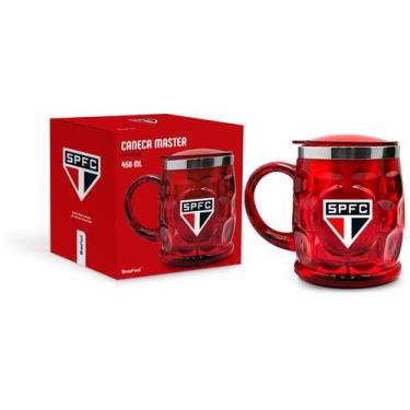 Imagem de Caneca Térmica São Paulo Copo Inox Tricolor Oficial - Brasfoot