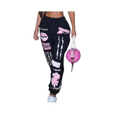 Imagem de Verão nova moda impressa cintura elástica esportes casuais calças Harl