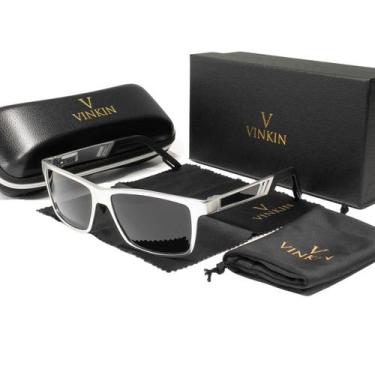 Imagem de Óculos De Sol Vinkin Masculino Polarizado UV400 Luxuoso, Prateado