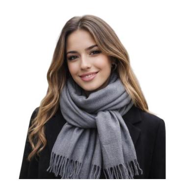 Imagem de Cachecol Lenço Echarpe Pashmina Grossinho Feminino - cashmere, Cinza