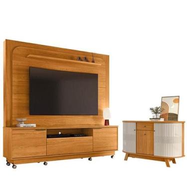 Imagem de Estante Home Theater Nilo com Rodízios Cinamomo com Aparador para Sala