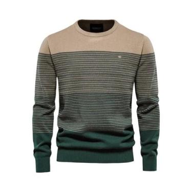 Imagem de Suéter Masculino De Inverno Quente Em Algodão Com Gola O E Detalhes Em