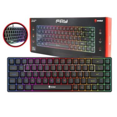 Imagem de Teclado Gamer Evolut Fay Eg211 60% Backlight Luz Rainbow Rgb