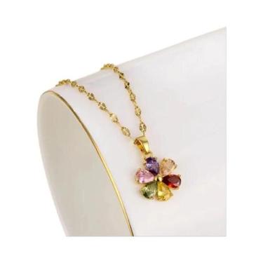 Imagem de Colar Feminino Com Pingente De Cristal De Zircônia Banhado a Ouro 18K,