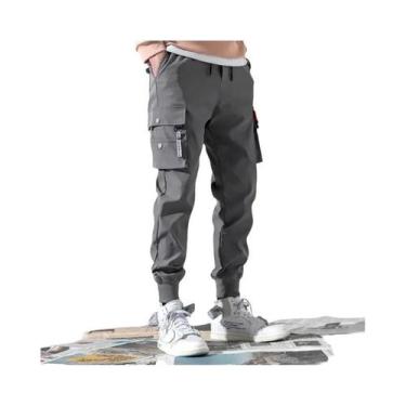 Imagem de Calças Casuais Masculinas De Corte Solto Com Múltiplos Bolsos Estilo H