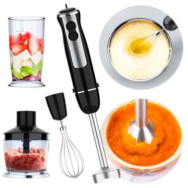 Imagem de Mixer 4 em 1 Batedor Fue Miniprocessador Triturador Inox 600W Voltagem