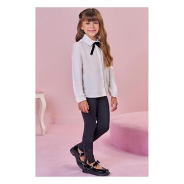 Imagem de Calça Leggin Preta com Laço Infanti, Preto, 3
