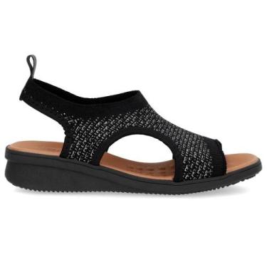 Imagem de Sandália Usaflex Plataforma Salto Baixo Tricot AE2035, Preto, 37