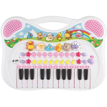 Imagem de Piano Musical Infantil Animais Rosa 6408 Braskit, Rosa