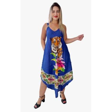Imagem de Vestido Feminino Indiano Alça c/ Regulagem e Bolso Trapézio Plus Size-