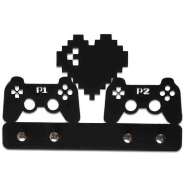 Imagem de Porta Chaves Controle Player 1 e 2  Decoração Gamer - Geek Vip, Preto
