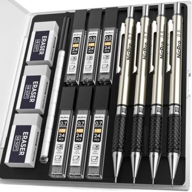 Imagem de Conjunto de Lápis Mecânicos Nicpro 0,5 e 0,7 mm, 4 Peças com Estojo