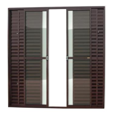 Imagem de Porta de Alumínio Balcão 210x240cm 6 Folhas com Vidro Liso Corten Supe