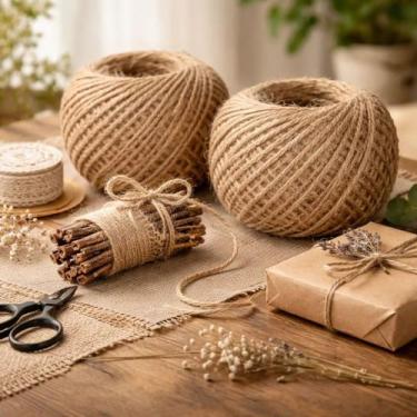 Imagem de Rolo De Fio Juta Natural 50m 2mm Artesanato Decoração - DUDADEN STORE