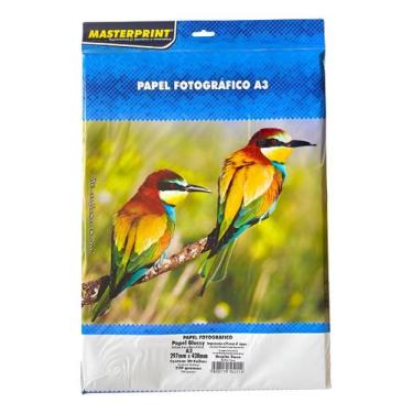 Imagem de Papel Fotográfico Glossy A3 Dupla Face 220g 20 Folhas Branco - Sem mar