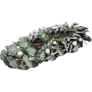 Imagem de Suporte para 2 Velas com decoração em Folhas, 27cm - Christmas Traditions