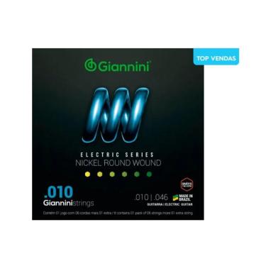 Imagem de Kit 5 Encordoamento Guitarra Giannini Geegst.10 Niquel