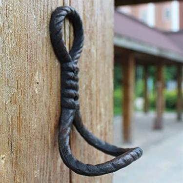 Imagem de GUIPAIHAI Gancho de parede de ferro fundido rústico vintage rústico casa de fazenda jardim decoração de parede gancho de metal para pendurar (cor: preto antigo, tamanho: 9,2 x 8 x 16,5 cm)